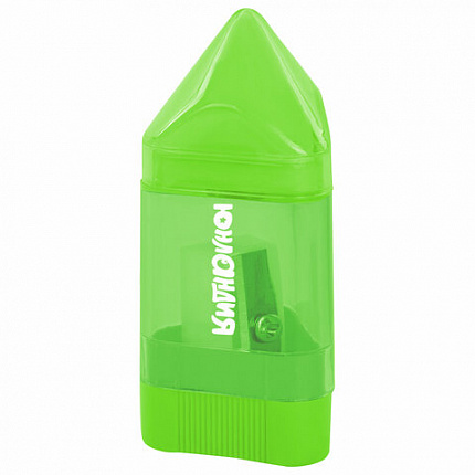 Точилка ЮНЛАНДИЯ "Карандашик" с контейнером и ластиком 2 в 1, НАБОР 4 ШТУКИ, 272508