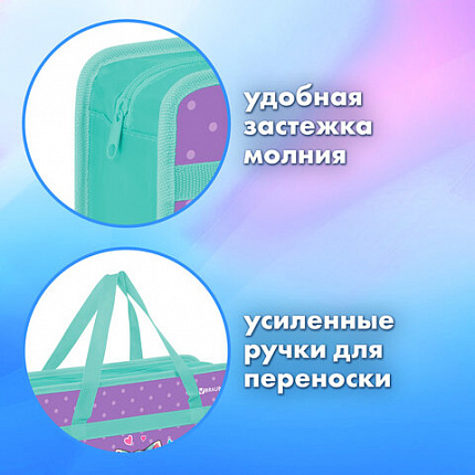 Папка на молнии с ручками BRAUBERG А4, 1 отделение, пластик, 80 мм, "Забавные котята", 273368
