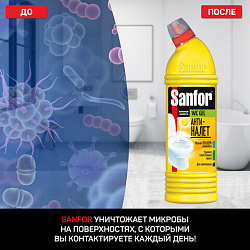 Средство для уборки туалета 1 кг, SANFOR WC gel (Санфор гель) "Лимонный фреш", 1954