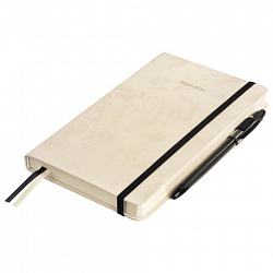 Ежедневник недатированный А5 138x213 мм, BRAUBERG "Velvet", резинка, держатель, 160 л., бежевый, 116244