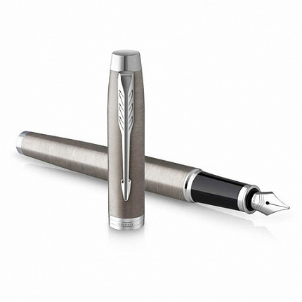 Набор PARKER "IM Stainless Steel CT": шариковая ручка синяя и перьевая ручка синяя, 2183058