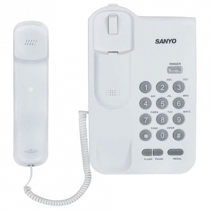 Телефон проводной SANYO RA-S108W, тональный/импульсный режим, повтор, белый