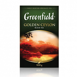 Чай листовой GREENFIELD "Golden Ceylon ОРА" черный цейлонский крупнолистовой 100 г, 0351