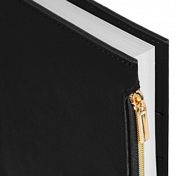 Ежедневник недатированный А5 145х220 мм, BRAUBERG "Zipline" под кожу, карман-молния,160 л., черный, 116247