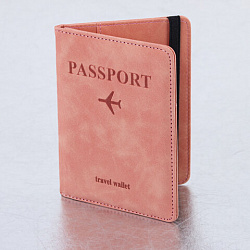Обложка для паспорта и документов с защитой от считывания, 9 карманов, резинка, экокожа, розовая, BRAUBERG, 238750