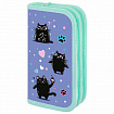 Пенал ПИФАГОР, 2 отделения, ламинированный картон, 19х11 см, "Funny cats", 273481