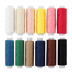 Нитки швейные 45 ЛЛ, 150 м, полиэстер, НАБОР 12 цветов, DEVELIA (Девелиа), 609618