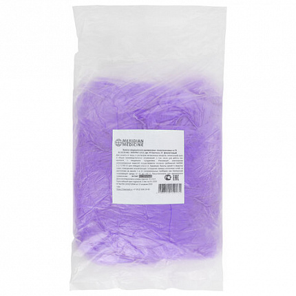 Бахилы MERIDIAN ПРОЧНЫЕ 3,8 г, фиолетовые, двойная резинка, КОМПЛЕКТ 100 штук (50 пар), 40х15 см, ПНД