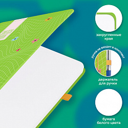 Скетчбук, белая бумага 140 г/м2, 130х210 мм, 80 л., софт-тач, резинка, BRAUBERG ART CLASSIC, "Green mood", 117778