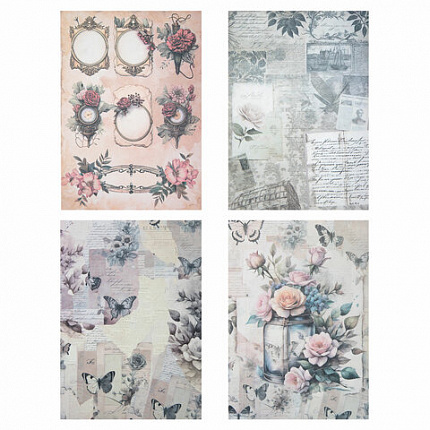 Бумага для скрапбукинга 15х21 см "В винтажном стиле", двусторонняя, 12 листов, 240 г/м2, ОСТРОВ СОКОРВИЩ, 665444