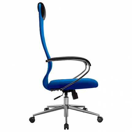 Кресло офисное МЕТТА "SU-B-8" хром, ткань-сетка, сиденье мягкое, синее