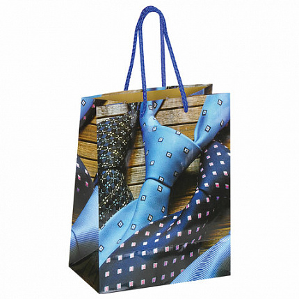 Пакет подарочный (1 штука) 18x10x23 см, ЗОЛОТАЯ СКАЗКА "Галстуки", ламинированный, 606586