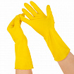 Перчатки МНОГОРАЗОВЫЕ латексные с хлопчатобумажным напылением, желтые, размер 6,5-7, S (малый), вес 50 г, KOMFI, DGL024P