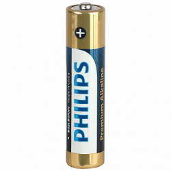 Батарейки алкалиновые "мизинчиковые" КОМПЛЕКТ 4 шт., PHILIPS Premium Alkaline, ААА (LR03, 15А), блистер, Б0062755
