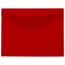 Папка-конверт с кнопкой прозрачная МАЛОГО ФОРМАТА, А5, BRAUBERG "UNIVERSAL", красная, 0,15 мм, 273068