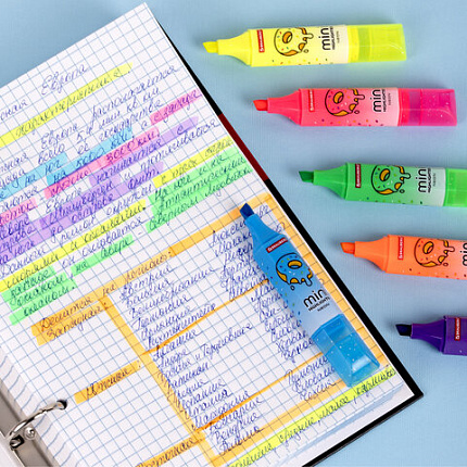 Текстовыделитель мини с принтами BRAUBERG "NEON", АССОРТИ В ПЛАСТИКОВОЙ БАНКЕ, 1-5 мм, 152535