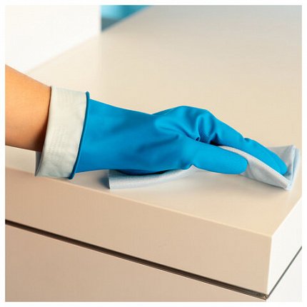 Перчатки VILEDA многоцелевые латексные МНОГОРАЗОВЫЕ х/б напыление, ПРОЧНЫЕ, р-р S, си, 174350