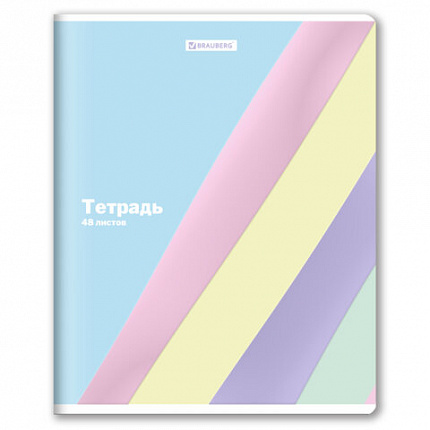 Тетрадь А5 48 л. BRAUBERG скоба, клетка, выборочный лак, "PASTEL", 405189
