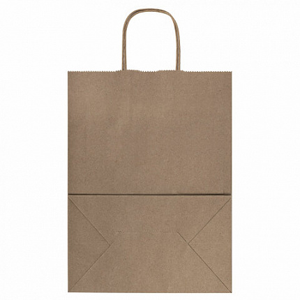Крафт-пакет бумажный 26х15х35 см, КОМПЛЕКТ 50 шт., крученые ручки, плотность 90 г/м2, LAIMA ECO CRAFT, 609686