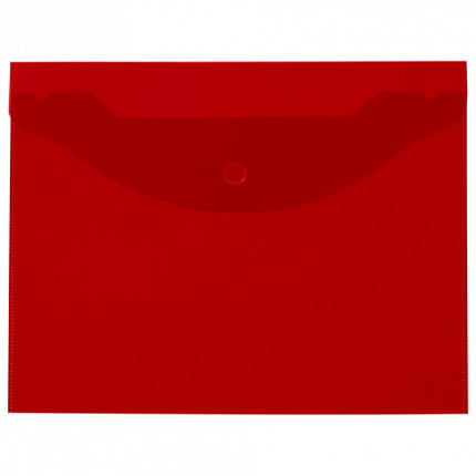 Папка-конверт с кнопкой прозрачная МАЛОГО ФОРМАТА А5, BRAUBERG UNIVERSAL, красная, 0,15 мм, 273068