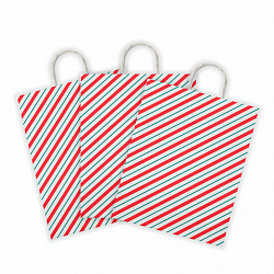 Крафт-пакет бумажный "Узкая полоса" 26х15х35 см, с кручеными ручками, плотность 100 г/м2, белый, 113228