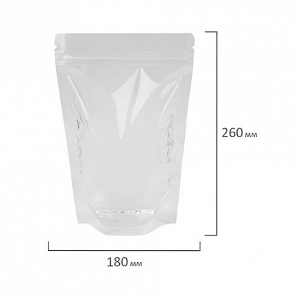 Пакеты дой-пак с замком ZIP LOCK, прозрачные, 180х260 + 40 мм, КОМПЛЕКТ 100 штук, 70 мкм, BRAUBERG, 700699