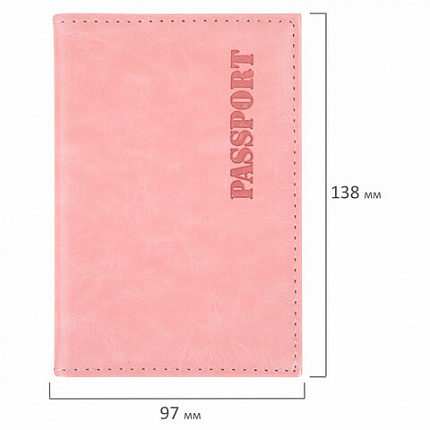 Обложка для паспорта экокожа, мягкая вставка изолон, "PASSPORT", розовая, STAFF "Profit", 238409