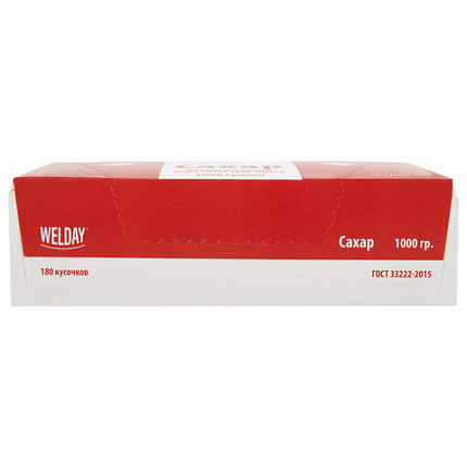 Сахар-рафинад WELDAY (ВЭЛДЭЙ), 1 кг (180 кусочков, размер 15х16х21 мм), 622405