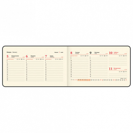 Еженедельник датированный 2026 МАЛЫЙ ФОРМАТ 105х160 мм, А6, BRAUBERG "Unique", красный, 117206