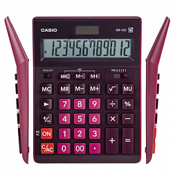 Калькулятор настольный CASIO GR-12С-WR (210х155 мм), 12 разрядов, двойное питание, БОРДОВЫЙ, GR-12C-WR-W-EP