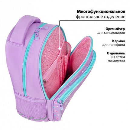 Рюкзак BRAUBERG OPTIMA, 2 отделения, с брелоком, "Funny kittens", 36х27х18 см, 273156