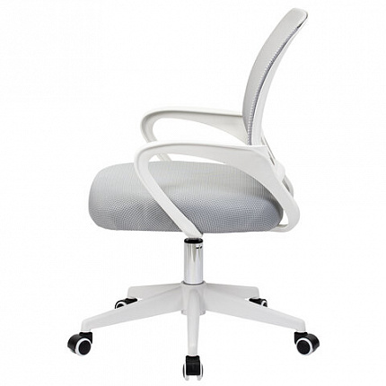 Кресло CROMEX (КРОМЕКС) "Top CH-695W", с подлокотниками, пластик белый, сетка/ткань TW, серое, 533067