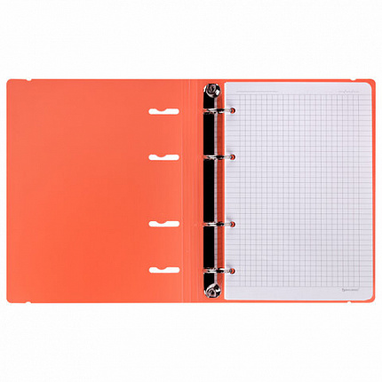 Тетрадь на кольцах А5 175х220мм, 120л, пластик, с резинкой, BRAUBERG, Коралловый, 404621