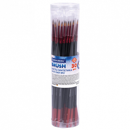 Кисть синтетика, круглая № 2, BRAUBERG PREMIUM, 201001