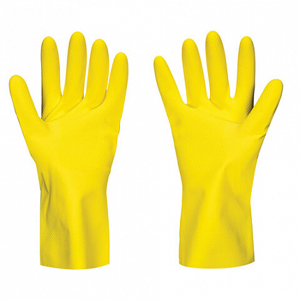 Перчатки латексные SCAFFA "Луч", КЩС-2, хлопчатобумажное напыление, размер 8, M (средний), желтые, 00-01017717