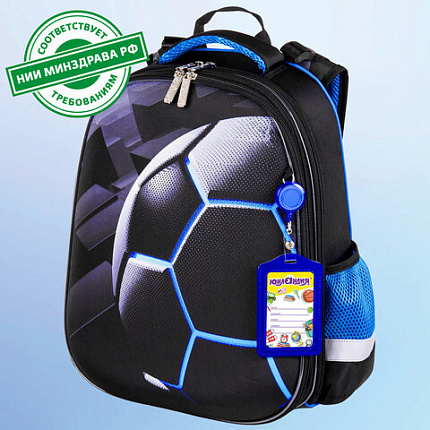 Ранец ЮНЛАНДИЯ EXTRA с дополнительным объемом, 2 отделения, "Soccer ball", 38х29х18 см, 270677