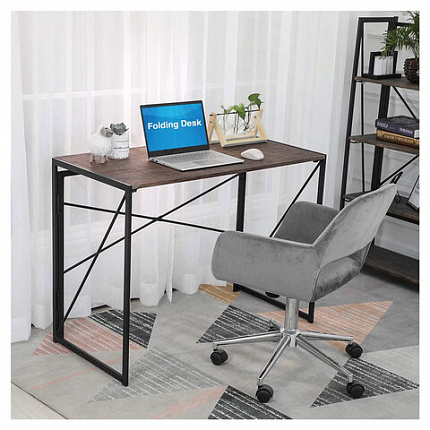 Стол на металлокаркасе BRABIX "LOFT CD-002", 1000х500х750 мм, складной, цвет морёный дуб, 641212