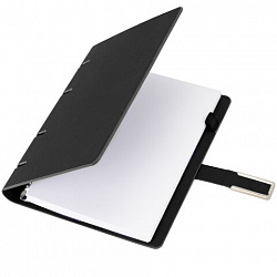 Тетрадь на кольцах А5, 180х220 мм, 120 л., под кожу soft-touch, застежка, BRAUBERG SHADE, черный, 405246