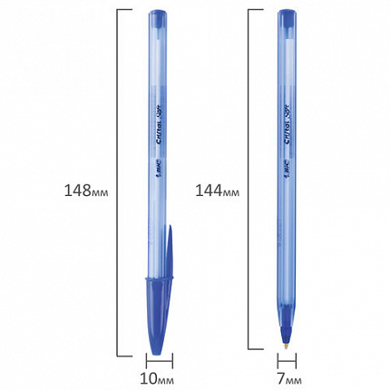 Ручка шариковая масляная BIC "Cristal Soft", СИНЯЯ, корпус тонированный, узел 1,2 мм, линия 0,35 мм, 951434