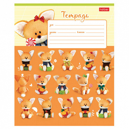 Тетрадь 12 л., HATBER косая линия, обложка картон, "ЛЕСЯТА" (микс в спайке), 080090, 12Т5В6