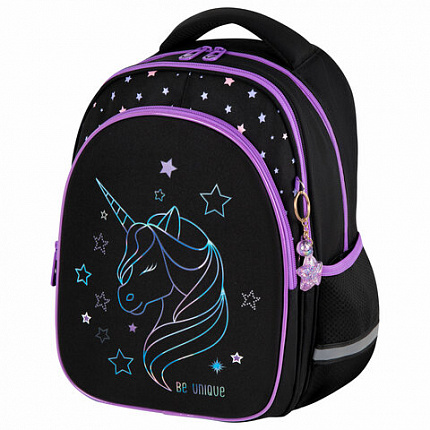 Рюкзак BRAUBERG OPTIMA, 2 отделения, с брелоком, "Radiant unicorn", 36х27х18 см, 273157