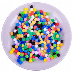 Помпоны для творчества, 10 цветов, 8 мм, 60 шт., ОСТРОВ СОКРОВИЩ, 661422