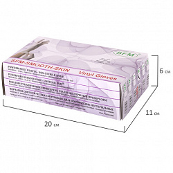 Перчатки виниловые смотровые 50 пар (100 штук), размер 7-8, M (средний), прозрачные, SFM, Германия