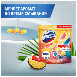 Блок туалетный подвесной твердый 2х50 г + 3х50 г, ДОМЕСТОС "Свежесть цитруса и цветочный букет"