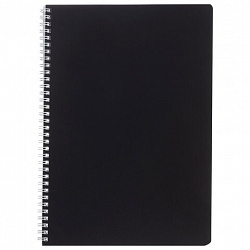 Тетрадь А4 96 л., HATBER, гребень, клетка, Soft-touch ламинация, SoloMatte "Черный бархат", 092879, 96Т4лВ1гр