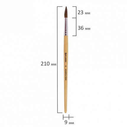 Кисть BRAUBERG, пони, круглая, № 6, 200192