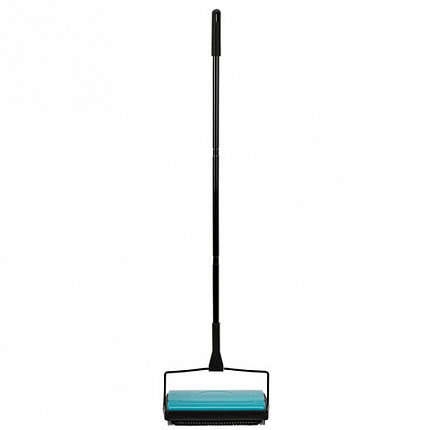 Щетка-веник-пылесос механическая, металлическая, плотная щетина на роликах, чёрно-бирюзовый, разборный, колорбокс, DASWERK, 608948