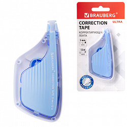 Корректирующая лента BRAUBERG ULTRA, 5 мм х 12 м, корпус бело-голубой, блистер, 229064