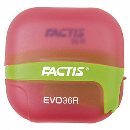 Точилка FACTIS EVO36R (Испания), с контейнером и стирательной резинкой, 50x50x25 мм, ассорти, F4707116