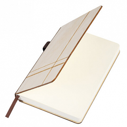 Ежедневник недатированный А5 145х210мм BRAUBERG "Natural", резинка, держатель 160л, деревянный, 117136